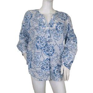 Tommy Hilfiger Women's Top Blouse Size S Small Blue White Floral New (32)